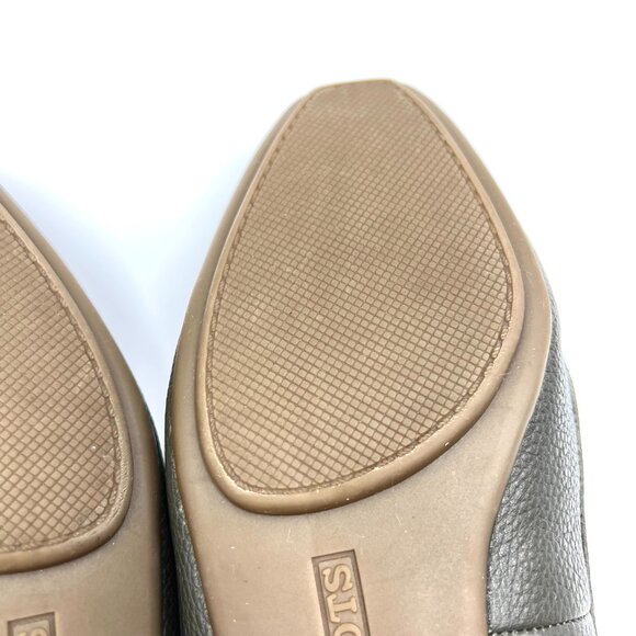 Talbots Womens Size 8 8M Gray‎ Grey Leather Fringed Tasseled Flats Loafers Shoes - Picture 10 of 12